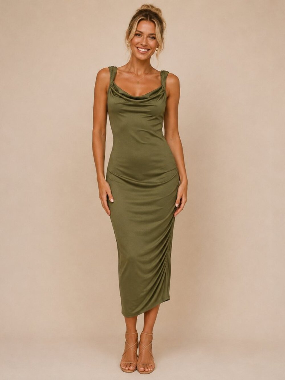 Club L London Olive Dress US 6 Resort Holiday Wedding Cocktail Formal Fall Date